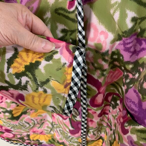 Koos of Coursee! Size M Linen Blend Art to Wear Reversible Floral Jacket Purple - Picture 10 of 12